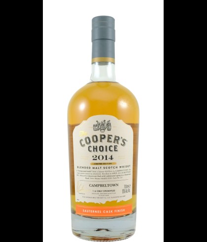 Fles THE COOPERS CHOICE Campbeltown 2014 7 Years Old, whisky, op voorraad bij slijterij t Bockje in Bathmen