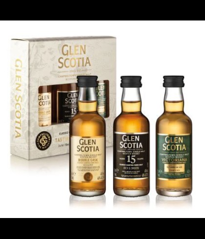 Fles Glen Scotia Miniature Giftpack, whisky, op voorraad bij slijterij t Bockje in Bathmen