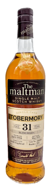 Fles The Maltman Tobermory 31 Years Old 1994, enkel vat gebotteld door The Maltman uit Glasgow, op voorraad bij slijterij t Bockje in Bathmen