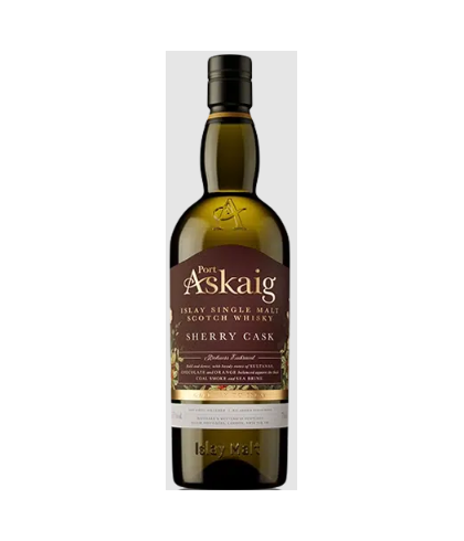 Fles Port Askaig Oloroso Sherry Cask, Islay single malt whisky, bij slijterij ’t Bockje in Bathmen