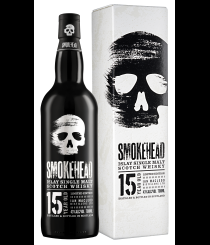 Fles Smokehead 15 Years Old Limited Edition, geturfde Islay single malt, op voorraad bij slijterij t Bockje in Bathmen