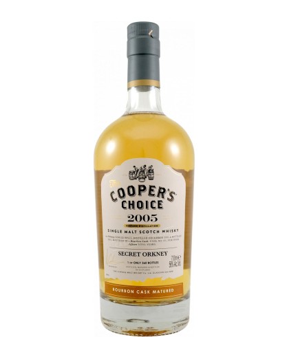 Fles Cooper’s Choice Secret Orkney 15 Years Old 2005, single malt whisky, op voorraad bij slijterij t Bockje in Bathmen