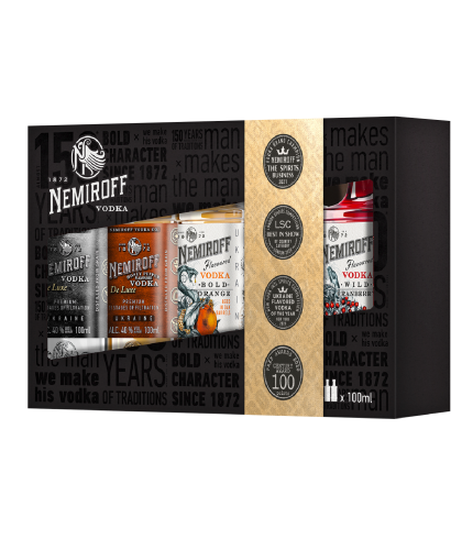 Geschenk Nemiroff Vodka Deluxe Geschenkset 5x10cl, bij slijterij ’t Bockje in Bathmen