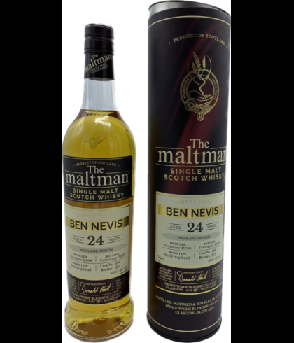 Fles The Maltman Ben Nevis 24Y, single malt whisky, op voorraad bij slijterij t Bockje in Bathmen