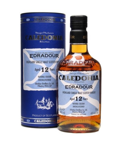 Fles Edradour 12 Years Old Caledonia, single malt whisky, op voorraad bij slijterij t Bockje in Bathmen