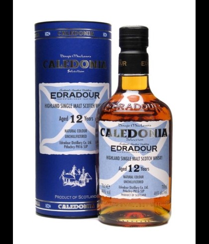 Fles Edradour 12 Years Old Caledonia, single malt whisky, op voorraad bij slijterij t Bockje in Bathmen