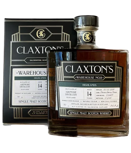Fles Claxton's Warehouse No.8 Ardmore 2009 14 Years Old, single malt whisky, op voorraad bij slijterij t Bockje in Bathmen