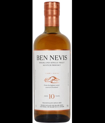Fles Ben Nevis 10 Years Old, single malt whisky, op voorraad bij slijterij t Bockje in Bathmen