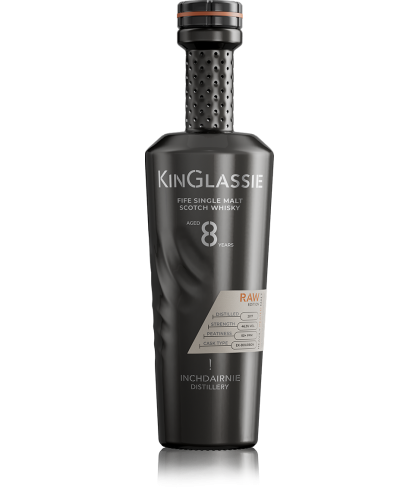 Fles KinGlassie Raw 8 Years Old 2017 Ex-Bourbon Cask, whisky, op voorraad bij slijterij t Bockje in Bathmen