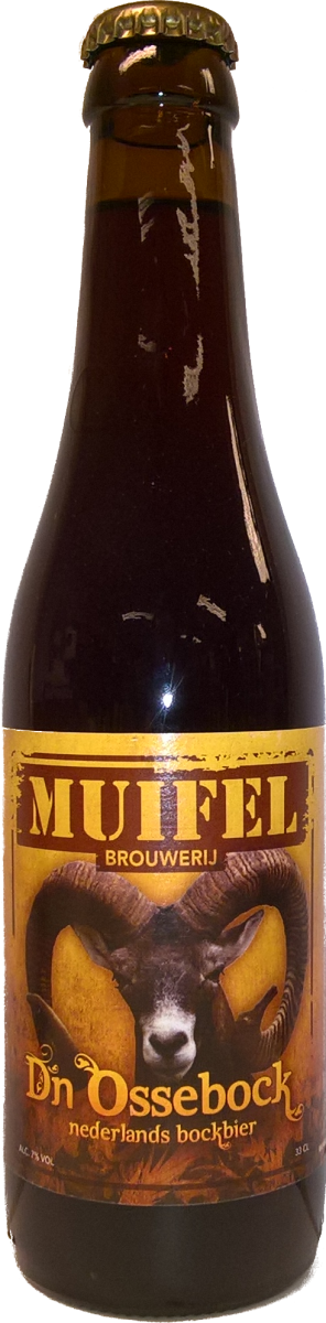 Fles Muifel D'n Ossebock, bier van Muifel, bij slijterij ’t Bockje in Bathmen