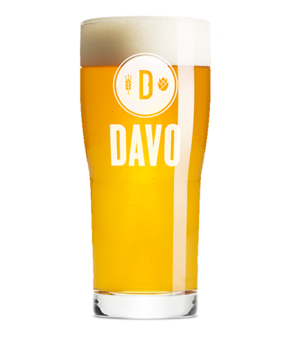 DAVO bierglas zonder voet, glas bij t Bockje in Bathmen