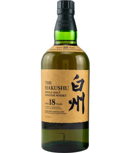 Fles Hakushu 18 Years Old, single malt whisky, op voorraad bij slijterij t Bockje in Bathmen