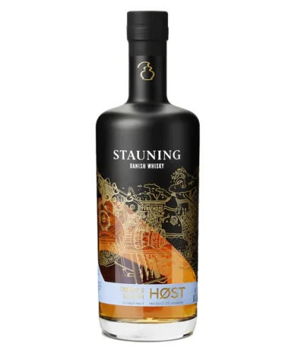 Fles Stauning HOST Double Malt, Deense whisky uit West-Jutland, op voorraad bij slijterij t Bockje in Bathmen