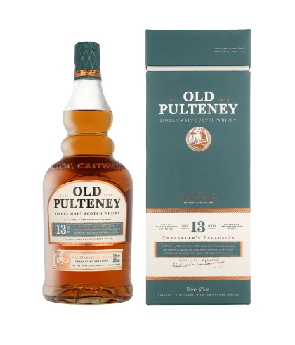 Fles Old Pulteney 13 Years Old, Schotse Highland single malt uit Wick, op voorraad bij slijterij t Bockje in Bathmen