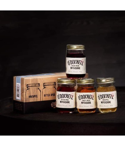 Geschenk O'Donnell set van Mini Moonshine Jars (4x50ml), bij slijterij ’t Bockje in Bathmen