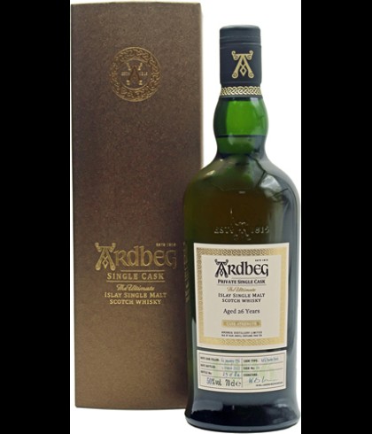 Fles Ardbeg 26 Years Old 1996 The Ultimate Private Single Cask #20, single malt whisky, op voorraad bij slijterij t Bockje in Bathmen