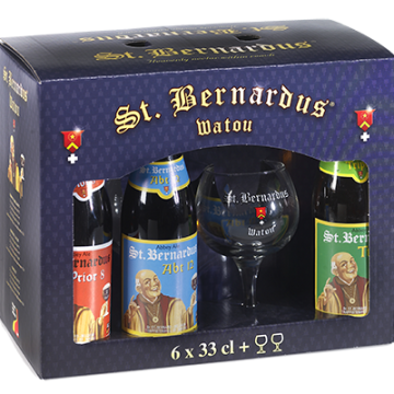 St. Bernardus Geschenkverpakking 6 Flesjes met 2 Glazen