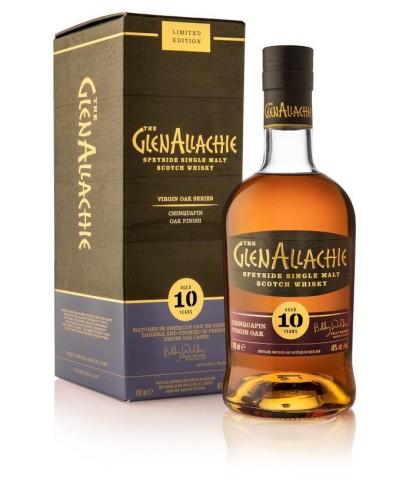Fles GlenAllachie 10Y Virgin Oak Chinquapin, single malt whisky, op voorraad bij slijterij t Bockje in Bathmen