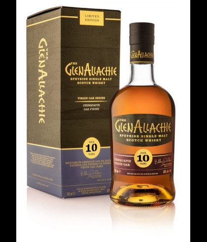 Fles GlenAllachie 10Y Virgin Oak Chinquapin, single malt whisky, op voorraad bij slijterij t Bockje in Bathmen