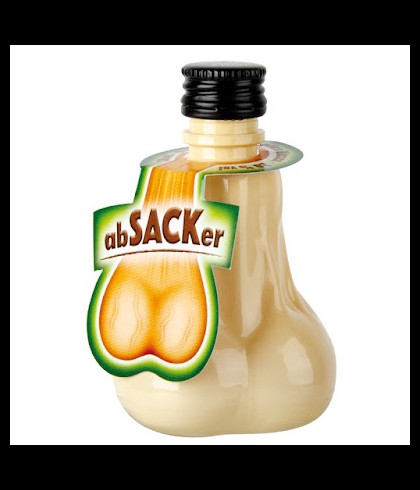 Flesje Absacker hazelnootlikeur van 20 milliliter, op voorraad bij slijterij t Bockje in Bathmen