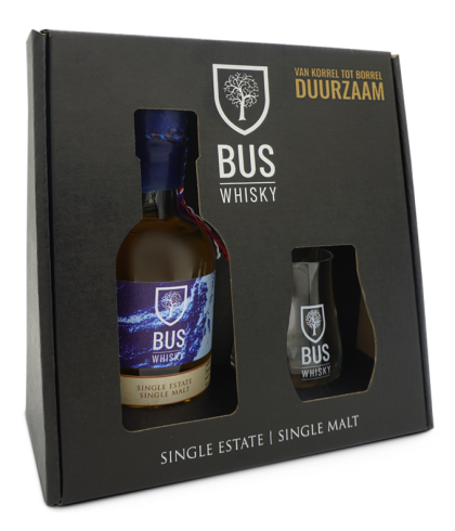 Fles BUS GVP 20 cl + glas, whisky, op voorraad bij slijterij t Bockje in Bathmen