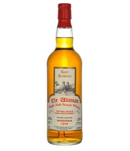 Fles The Ultimate Rare Reserve Mosstowie 35 Years Old 1979, enkel vat gebotteld door The Ultimate uit Amersfoort, op voorraad bij slijterij t Bockje in Bathmen