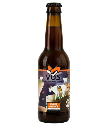 Fles Brouwerij Vos Zweize Vosbock, bier, bij slijterij t Bockje in Bathmen