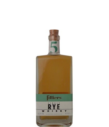 Fles Filliers Single Rye Whisky 5 Years Old, single malt whisky, op voorraad bij slijterij t Bockje in Bathmen
