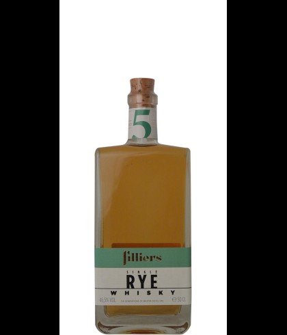 Fles Filliers Single Rye Whisky 5 Years Old, single malt whisky, op voorraad bij slijterij t Bockje in Bathmen