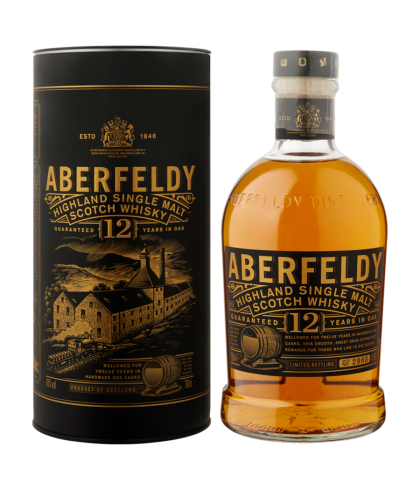 Fles Aberfeldy Whisky 12 Years Old, Highland single malt whisky, op voorraad bij slijterij t Bockje in Bathmen