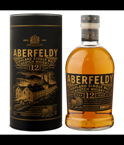 Fles Aberfeldy Whisky 12 Years Old, Highland single malt whisky, op voorraad bij slijterij t Bockje in Bathmen