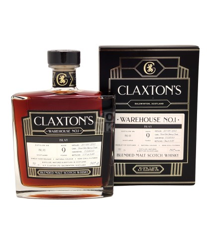 Fles Claxton's Warehouse Islay 9 Years Old, whisky, op voorraad bij slijterij t Bockje in Bathmen