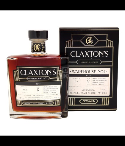 Fles Claxton's Warehouse Islay 9 Years Old, whisky, op voorraad bij slijterij t Bockje in Bathmen