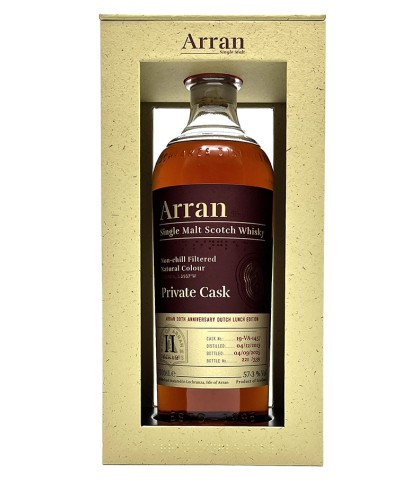 Fles Arran 11Y Private Cask Dutch Lunch Edition 30th Anniversary, single malt whisky, op voorraad bij slijterij t Bockje in Bathmen