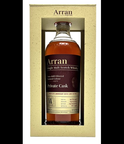 Fles Arran 11Y Private Cask Dutch Lunch Edition 30th Anniversary, single malt whisky, op voorraad bij slijterij t Bockje in Bathmen