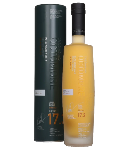 Fles Octomore 17.2, whisky, bij slijterij t Bockje in Bathmen
