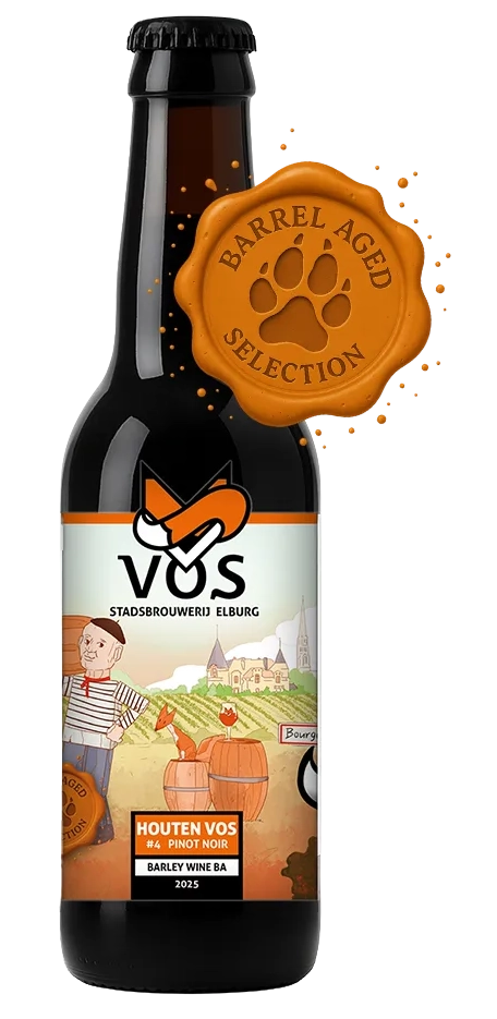 Fles Brouwerij Vos Houten Vos #4 Barrel Aged serie, bier van Vos, op voorraad bij slijterij t Bockje in Bathmen