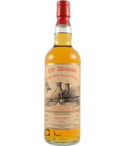 Fles The Ultimate Glen Spey 2011, enkel vat gebotteld door The Ultimate uit Amersfoort, op voorraad bij slijterij t Bockje in Bathmen
