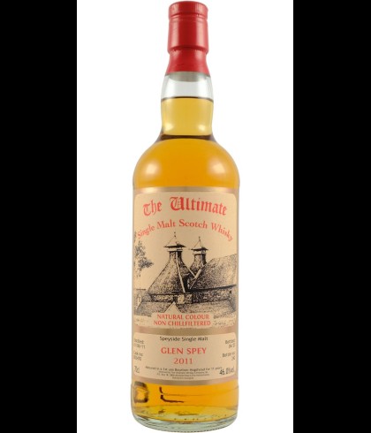 Fles The Ultimate Glen Spey 2011, enkel vat gebotteld door The Ultimate uit Amersfoort, op voorraad bij slijterij t Bockje in Bathmen