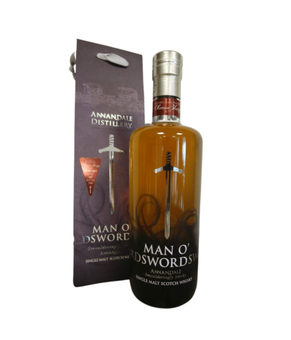 Fles Annandale Man O’Sword 2015, Lowland single malt van de Annandale-distilleerderij, op voorraad bij slijterij t Bockje in Bathmen