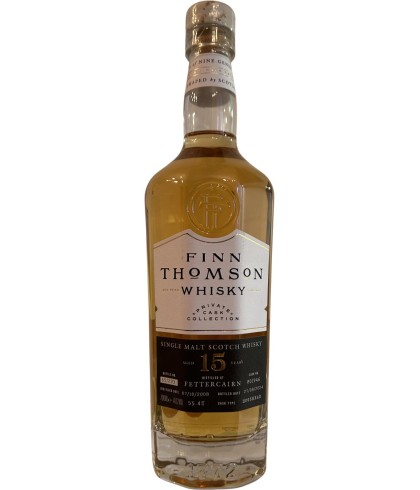 Fles Finn Thomson Fettercairn 15 Years Old, single malt whisky, op voorraad bij slijterij t Bockje in Bathmen