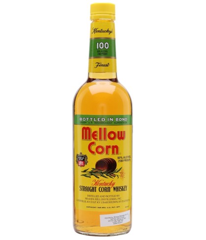 Fles Mellow Corn Straight Corn Whiskey, whisky, op voorraad bij slijterij t Bockje in Bathmen
