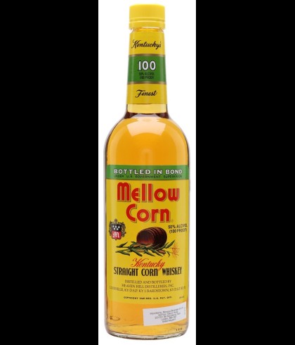 Fles Mellow Corn Straight Corn Whiskey, whisky, op voorraad bij slijterij t Bockje in Bathmen