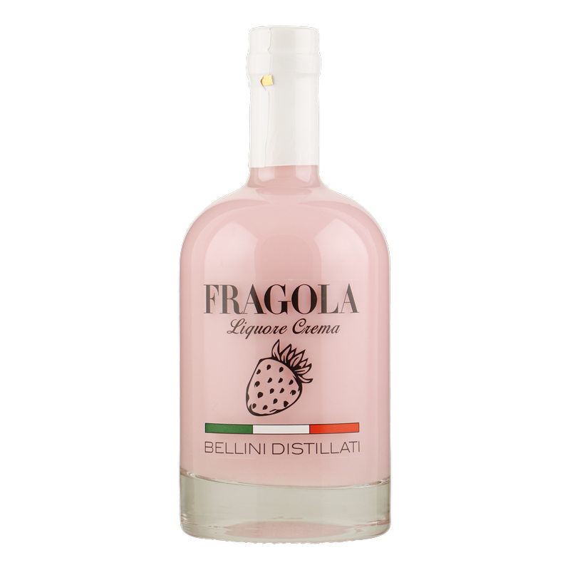 Likeur Bellini Liquore Crema Fragola / Aardbei van Bellini Liquore Crema, op voorraad bij slijterij ’t Bockje in Bathmen