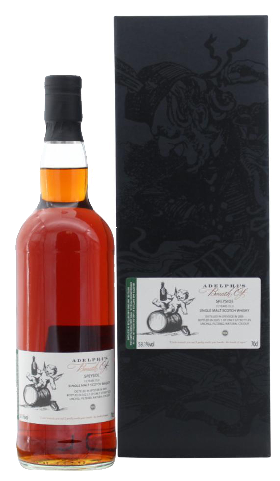 Fles Adelphi Breath of Speyside 15 Years Old 2009, single malt whisky, op voorraad bij slijterij t Bockje in Bathmen