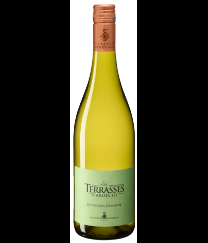 Fles Les Terrasses D'Ardèche Sauvignon-Grenache, wijn op voorraad bij slijterij t Bockje in Bathmen