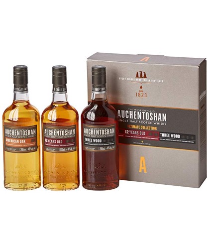 Fles Auchentoshan Collection 3 x 20 cl, single malt whisky, op voorraad bij slijterij t Bockje in Bathmen