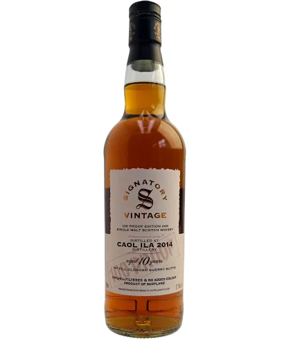 Fles Signatory Vintage Caol Ila 2014 100 Proof Edition #49, enkel vat gebotteld door Signatory Vintage, op voorraad bij slijterij t Bockje in Bathmen