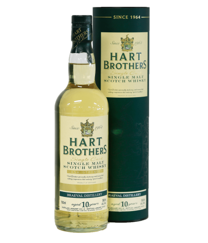 Fles Hart Brothers Braeval 10 Years Old, single malt whisky, op voorraad bij slijterij t Bockje in Bathmen