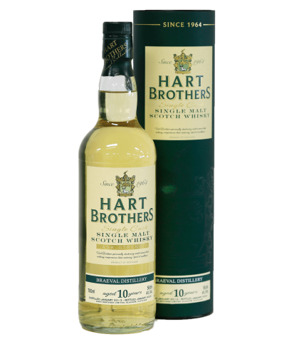 Fles Hart Brothers Braeval 10 Years Old, single malt whisky, op voorraad bij slijterij t Bockje in Bathmen